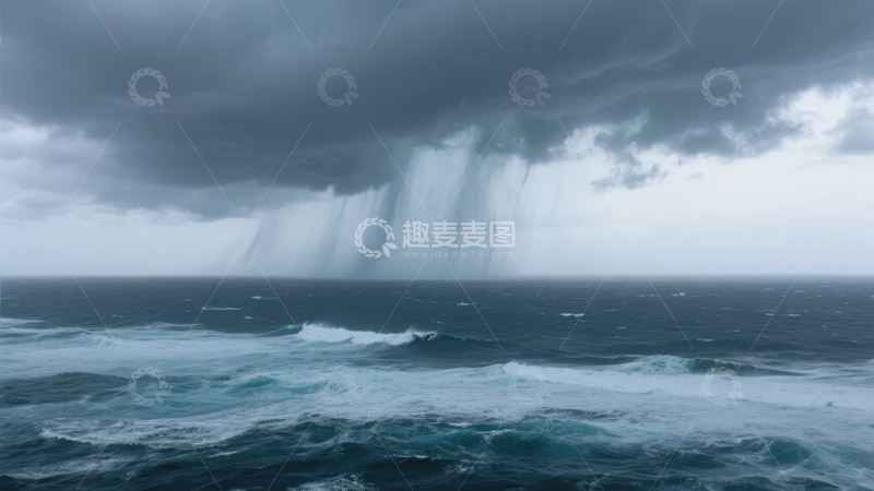 高清大图下载【趣麦麦图】暴风雨中的海洋波涛汹涌
