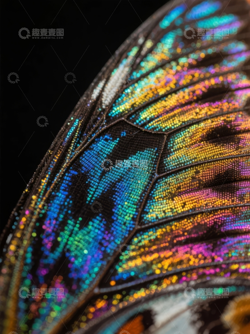 高清大图下载【趣麦麦图】蝴蝶翅膀特写展现绚丽多彩的自然纹理