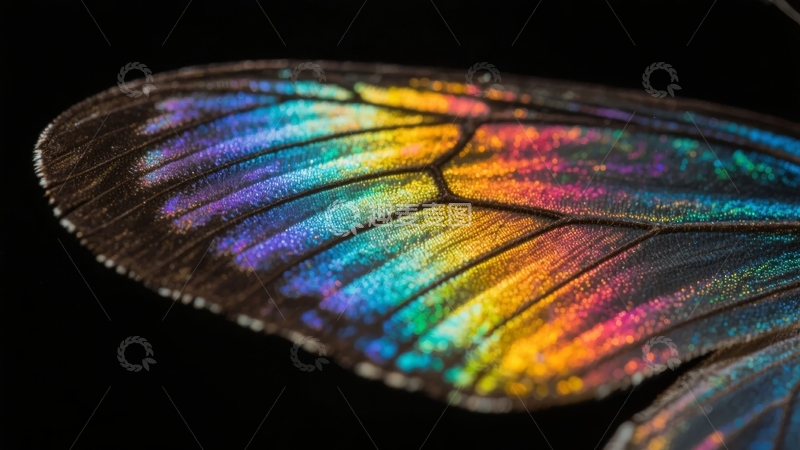 高清大图下载【趣麦麦图】蝴蝶翅膀特写展现绚丽彩虹色彩