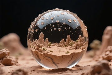 水晶球内沙漠景观微缩模型