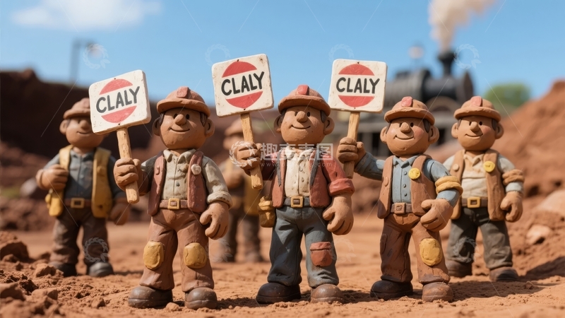 高清大图下载【趣麦麦图】-卡通工人手持标语牌在工地场景中