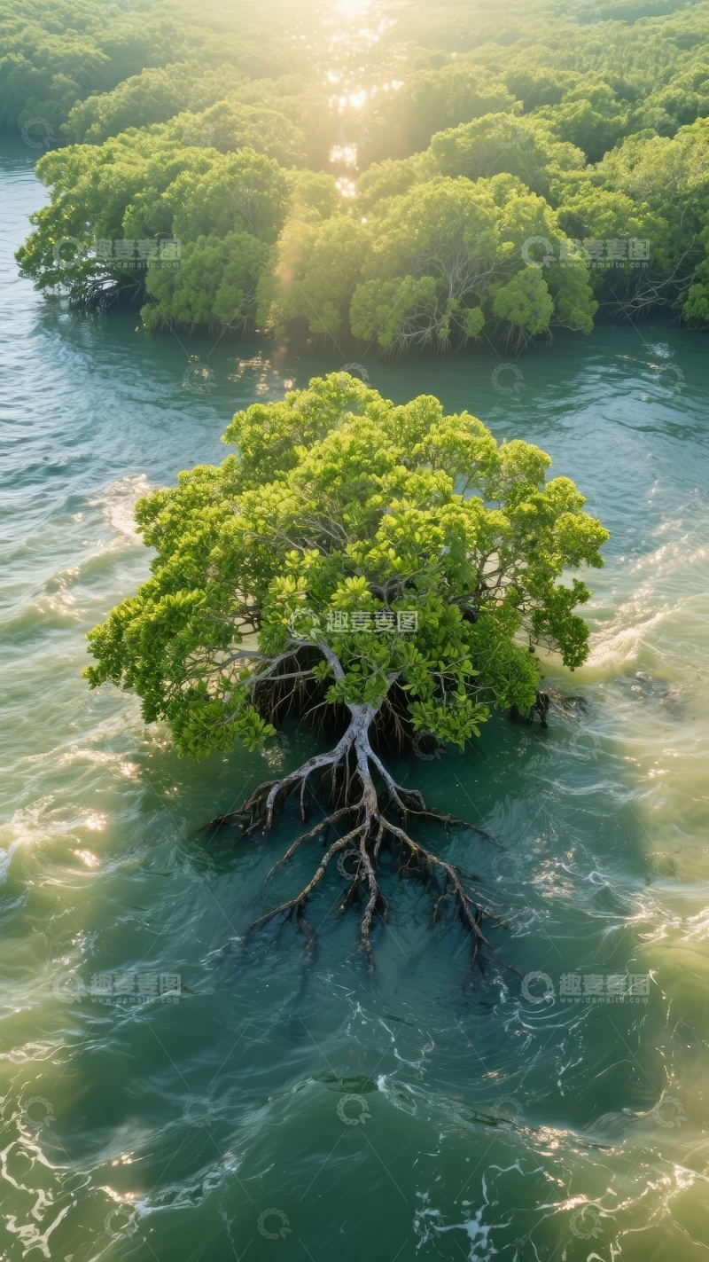 高清大图下载【趣麦麦图】阳光照耀下的红树林与水景