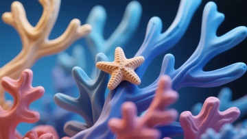 色彩斑斓的珊瑚与海星构成的海底世界