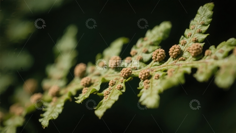 高清大图下载【趣麦麦图】蕨类植物特写展示绿色叶片与孢子囊群