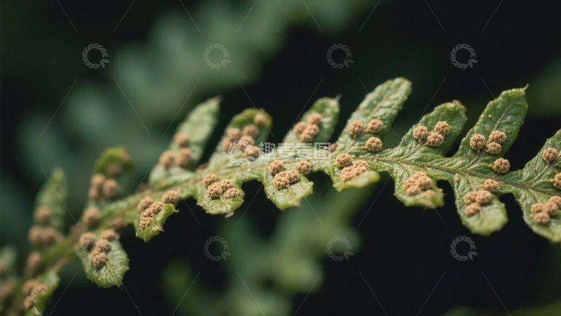 高清大图下载【趣麦麦图】蕨类植物叶片特写展示孢子囊群