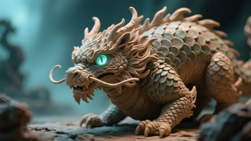 奇幻风格龙雕塑细节特写