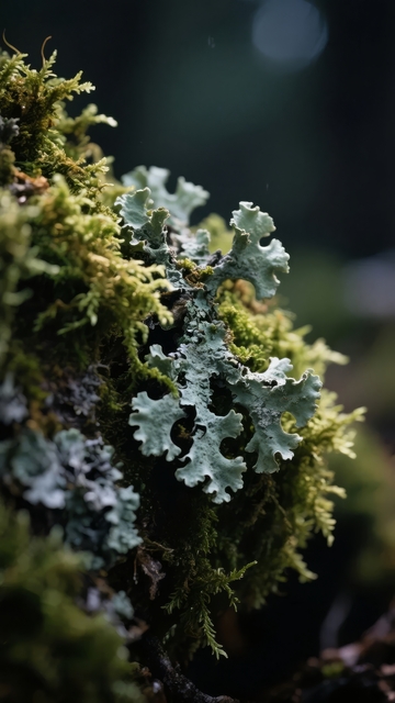 苔藓与地衣覆盖的岩石特写