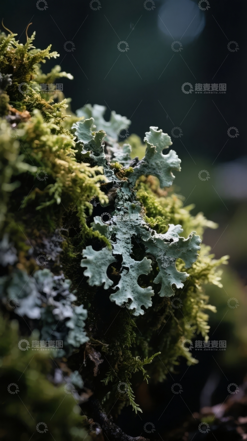 高清大图下载【趣麦麦图】苔藓与地衣覆盖的岩石特写