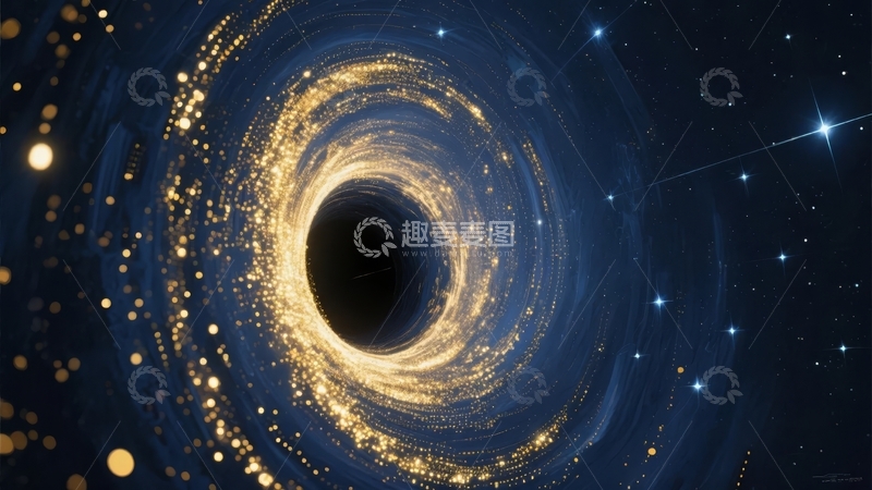 高清大图下载【趣麦麦图】黑洞吞噬星光的宇宙深空景象