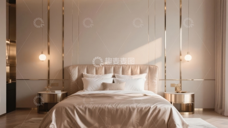 高清大图下载【趣麦麦图】现代简约风格卧室床头墙灯与装饰细节