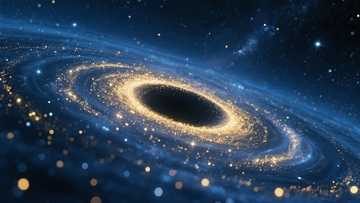 黑洞周围星系旋涡与星光璀璨的宇宙景象