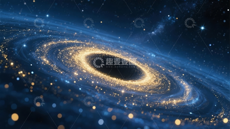 高清大图下载【趣麦麦图】黑洞周围星系旋涡与星光璀璨的宇宙景象
