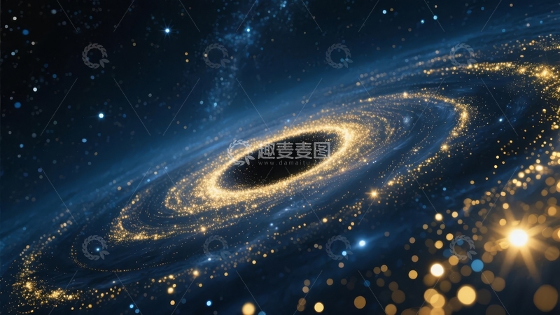 高清大图下载【趣麦麦图】宇宙黑洞吸积盘星光璀璨的深空景象