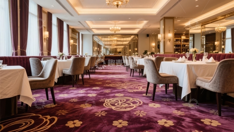 高清大图下载【趣麦麦图】豪华餐厅内部装潢典雅桌椅整齐排列