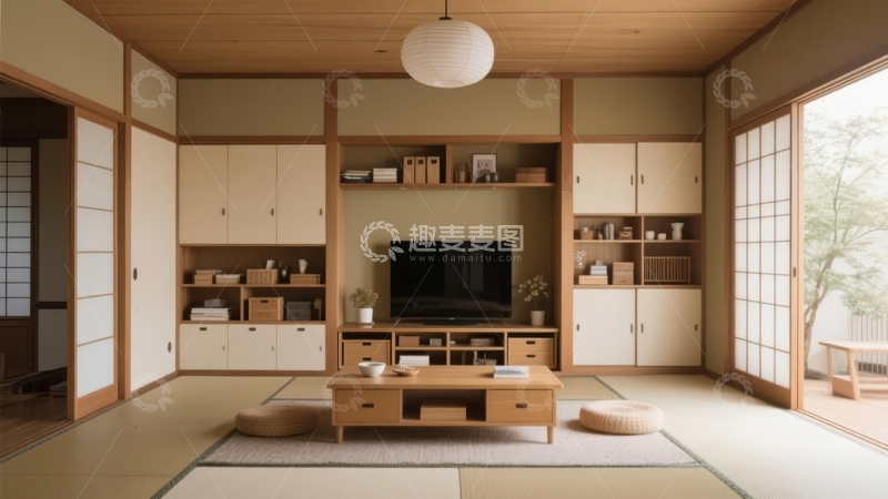 高清大图下载【趣麦麦图】日式风格客厅设计简约温馨