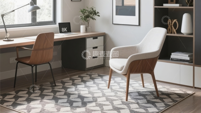 高清大图下载【趣麦麦图】现代简约风格的书房角落布置