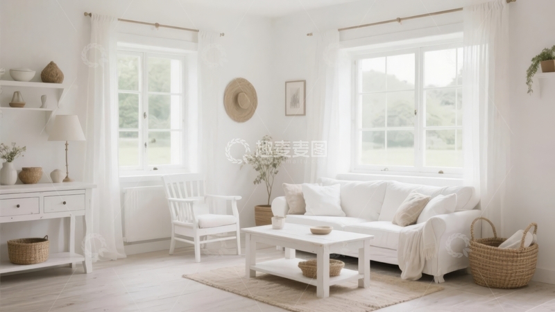 高清大图下载【趣麦麦图】明亮温馨的白色室内客厅布置