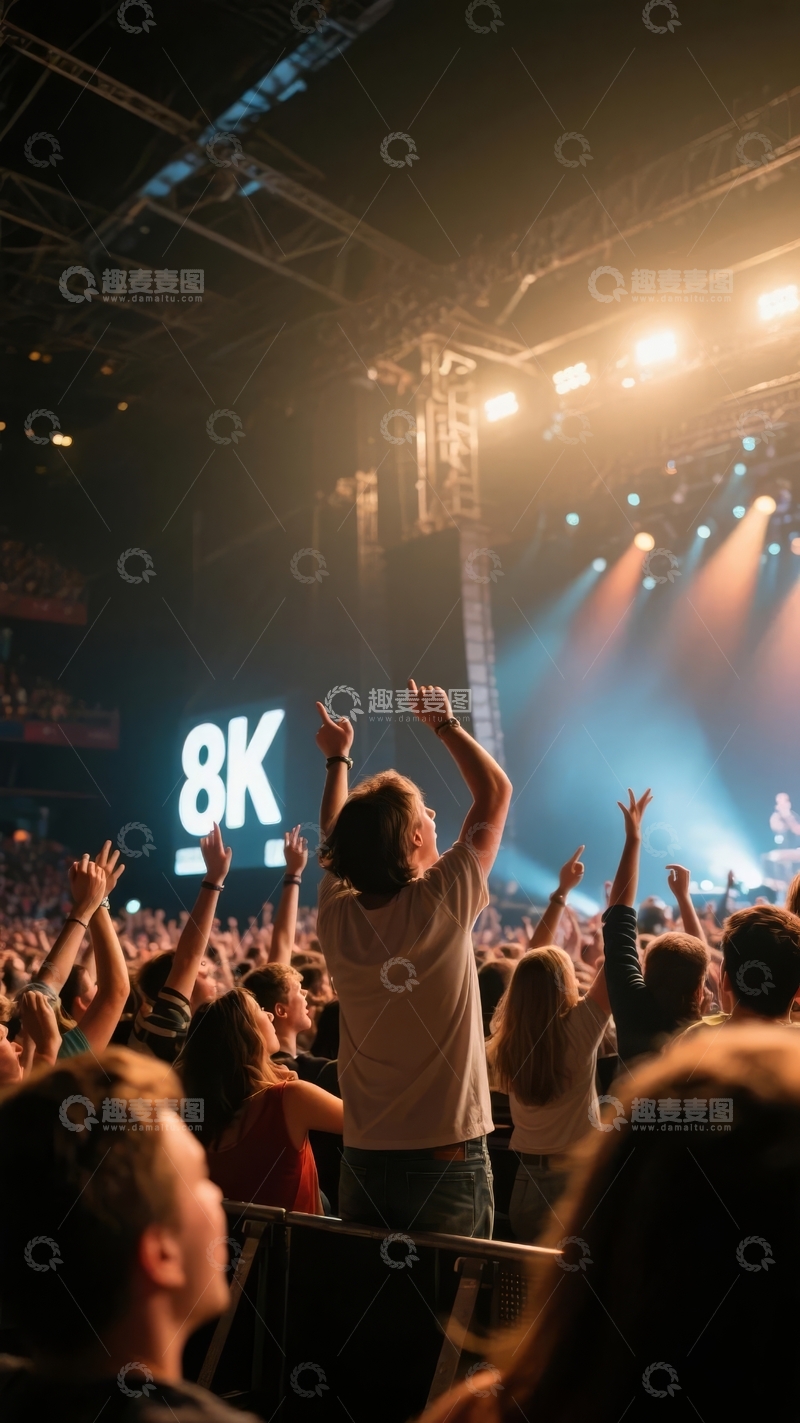 高清大图下载【趣麦麦图】演唱会现场观众热情挥舞手臂