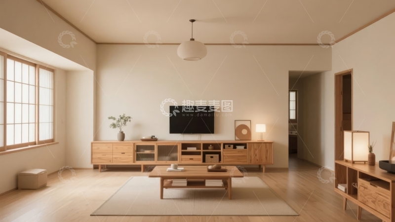 高清大图下载【趣麦麦图】简约日式风格客厅布置温馨舒适