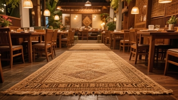 温馨木质餐厅内景铺有精美地毯