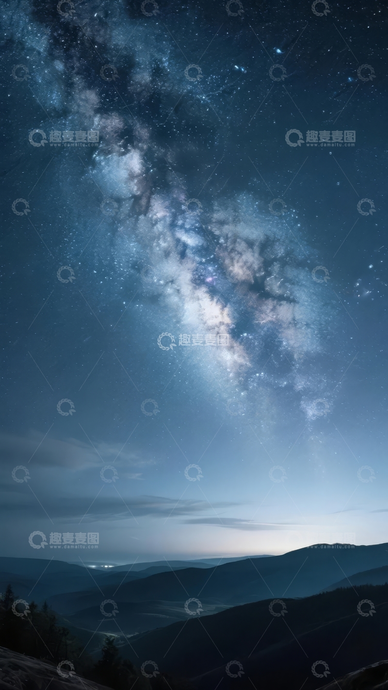 高清大图下载【趣麦麦图】夜空中壮丽的银河系全景
