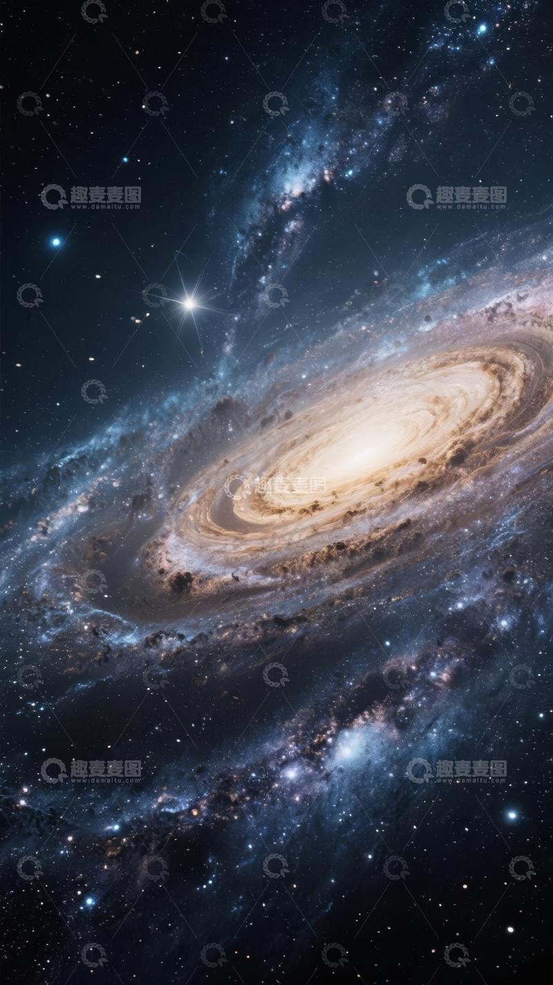 高清大图下载【趣麦麦图】壮丽螺旋星系宇宙深空景象
