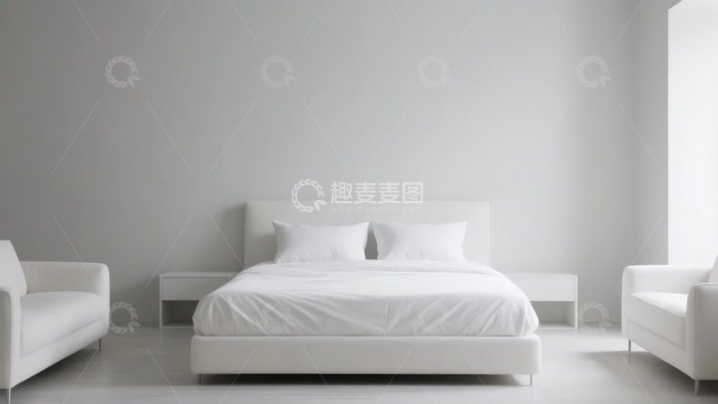 高清大图下载【趣麦麦图】简约现代风格的白色卧室空间