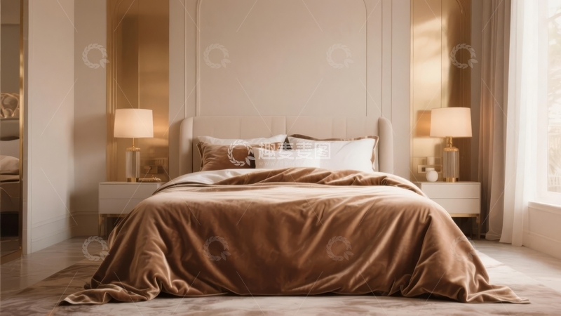 高清大图下载【趣麦麦图】现代简约风格卧室床铺温馨舒适