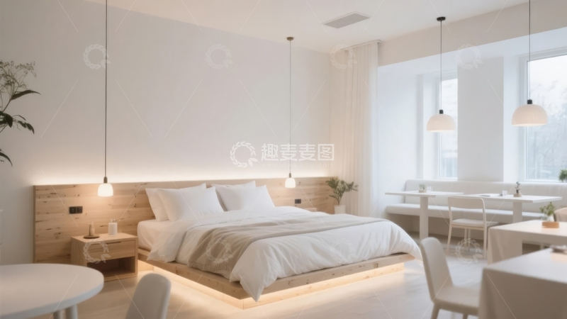 高清大图下载【趣麦麦图】现代简约风格卧室设计以白色为主色调