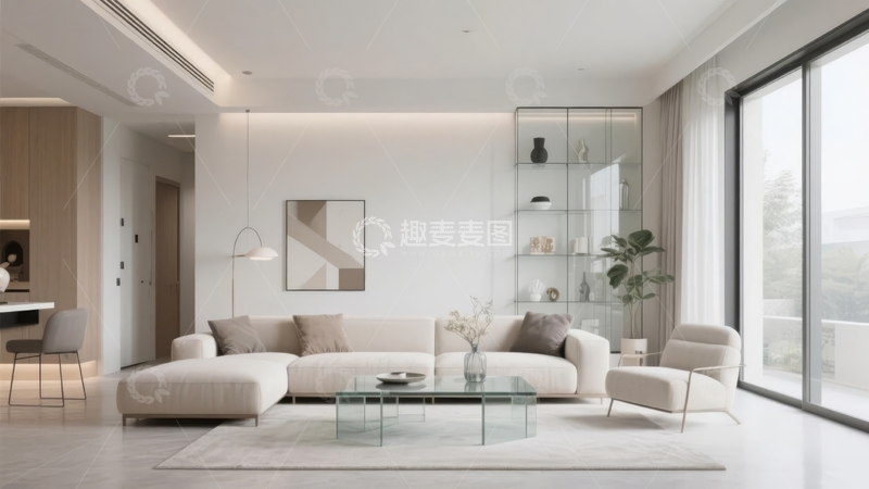高清大图下载【趣麦麦图】现代简约风格客厅设计以白色为主色调