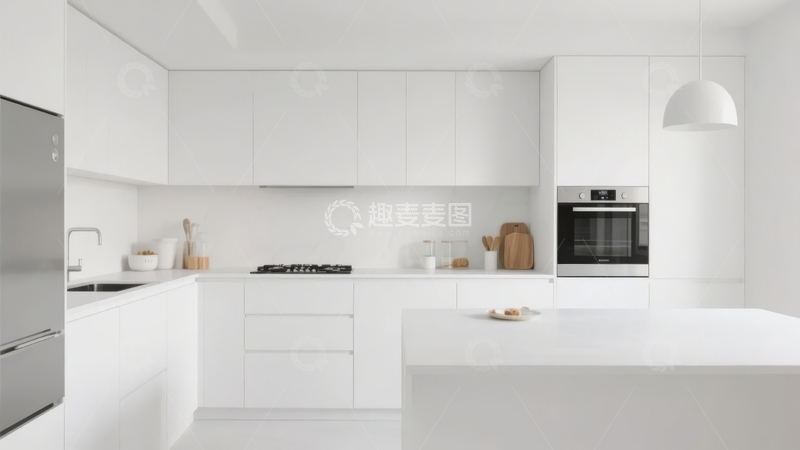 高清大图下载【趣麦麦图】现代简约风格白色厨房整体设计
