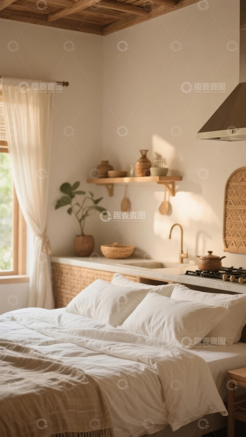高清大图下载【趣麦麦图】温馨卧室角落布置简约自然风格