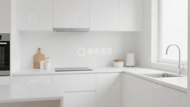 高清大图下载【趣麦麦图】现代简约风格白色厨房设计