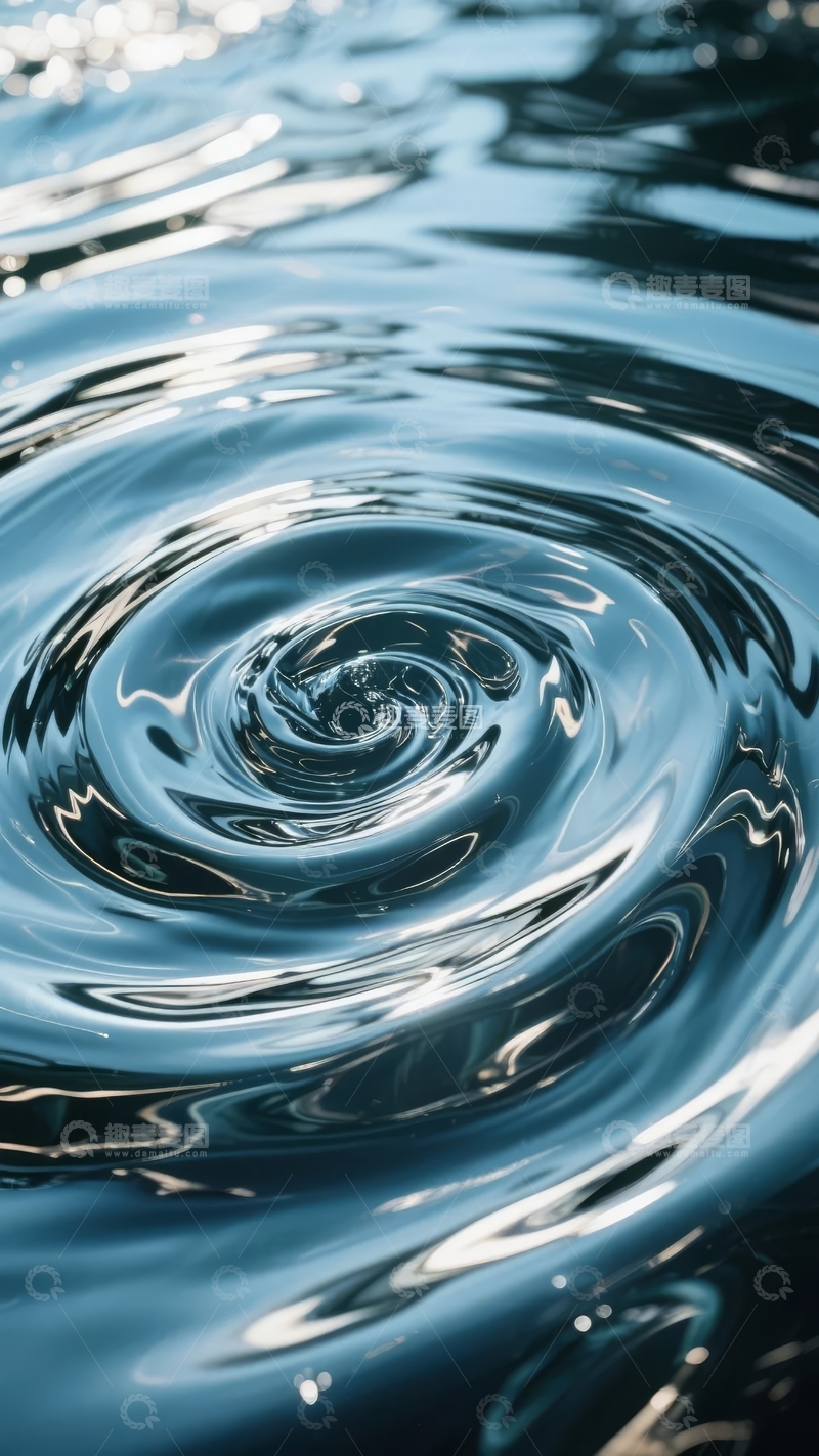高清大图下载【趣麦麦图】水面漩涡纹理光影交错的自然抽象画面