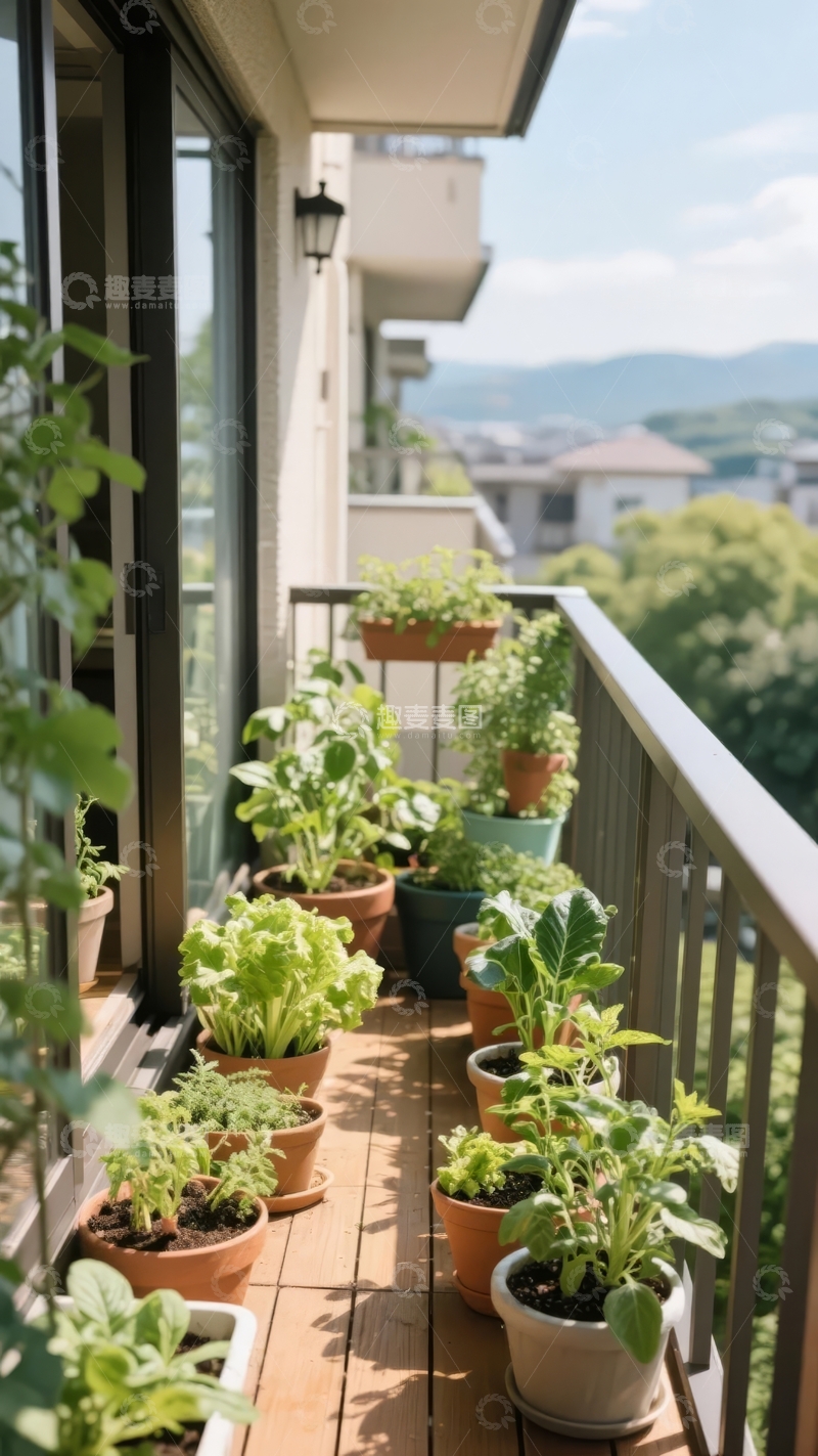高清大图下载【趣麦麦图】阳台绿植环绕视野开阔