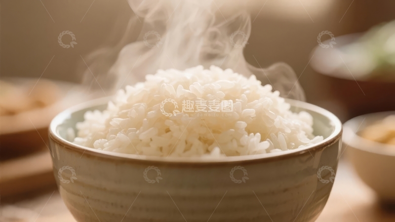 高清大图下载【趣麦麦图】一碗热气腾腾的白米饭