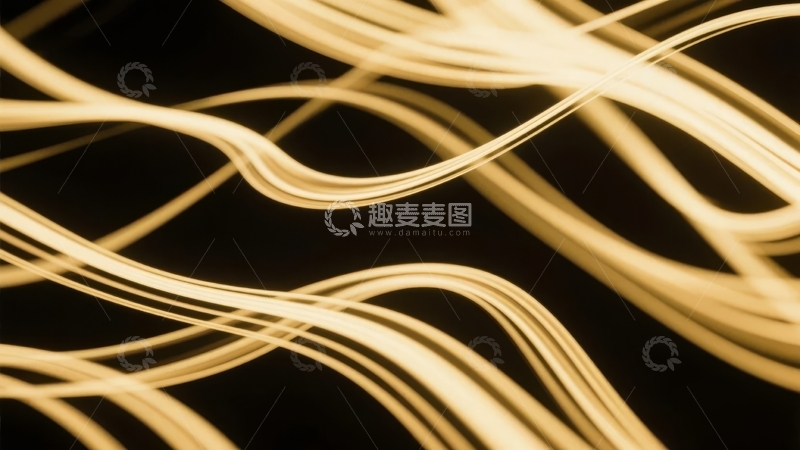 高清大图下载【趣麦麦图】金色曲线交织的抽象艺术背景