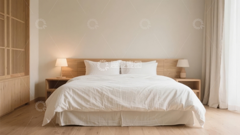 高清大图下载【趣麦麦图】简约风格卧室床铺整洁温馨