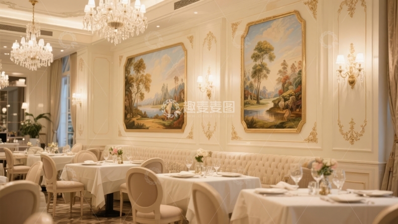 高清大图下载【趣麦麦图】豪华餐厅内部装饰典雅布置精致