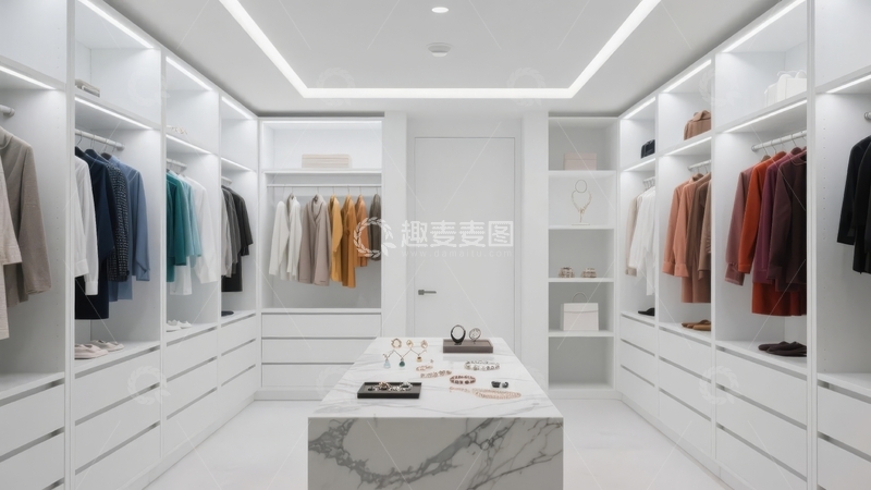 高清大图下载【趣麦麦图】现代简约风格的宽敞衣帽间设计