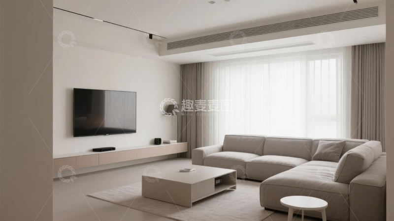 高清大图下载【趣麦麦图】现代简约风格客厅设计以浅色调和舒适家具为主