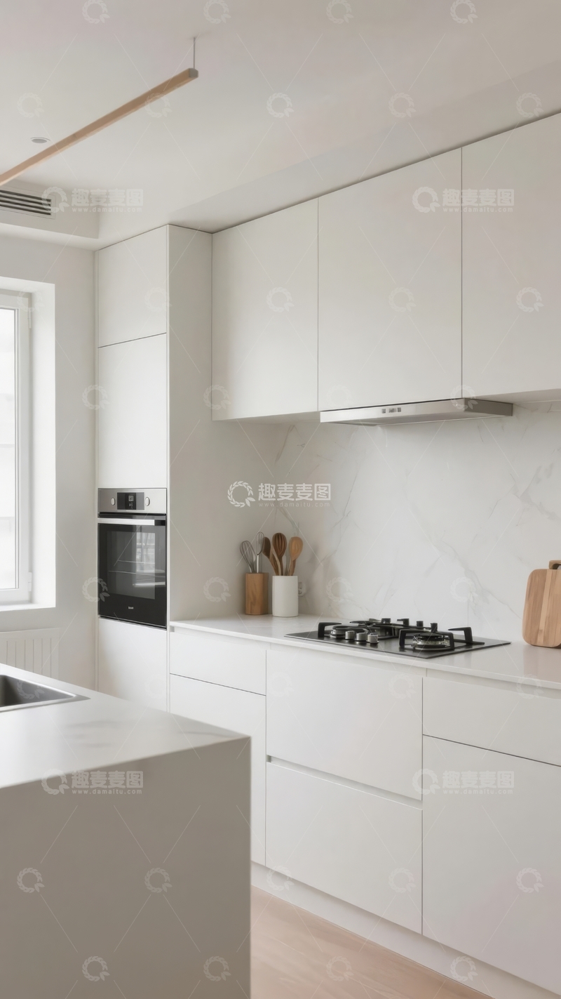 高清大图下载【趣麦麦图】现代简约风格白色厨房设计