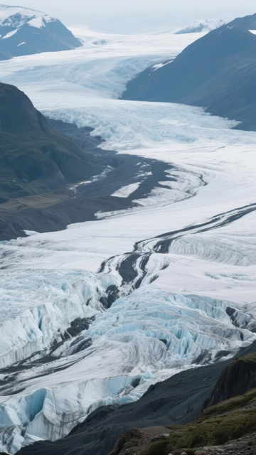 壮丽冰川景观山脉环绕冰雪覆盖