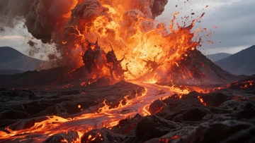 火山剧烈喷发岩浆四溅