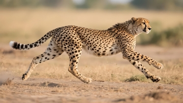 猎豹在干燥草原上奔跑