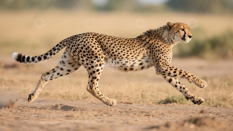 高清大图下载【趣麦麦图】-猎豹在干燥草原上奔跑