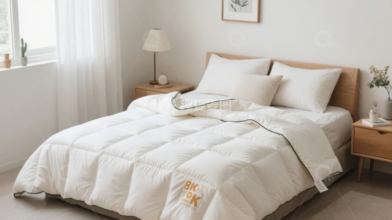 高清大图下载【趣麦麦图】简约风格卧室中的整洁床铺与温馨装饰