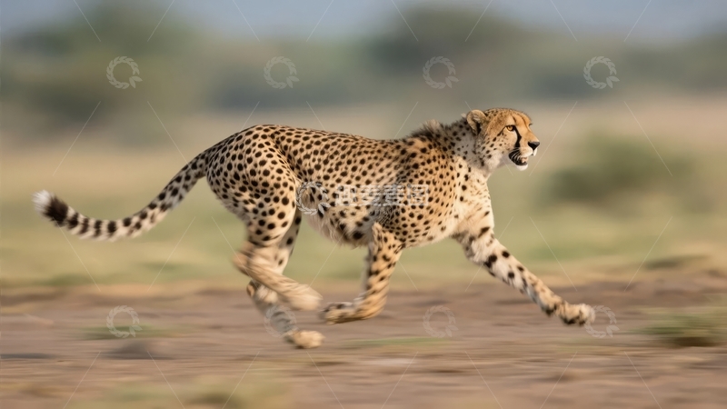 高清大图下载【趣麦麦图】猎豹在草原上奔跑姿态优雅