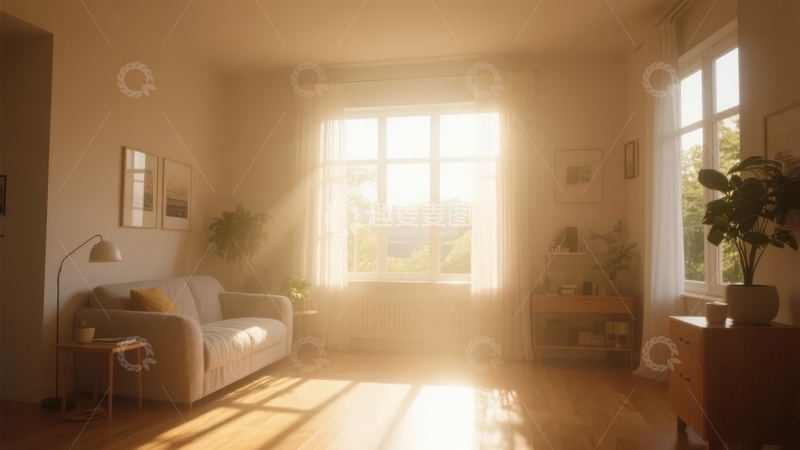高清大图下载【趣麦麦图】阳光洒满的客厅角落温馨舒适