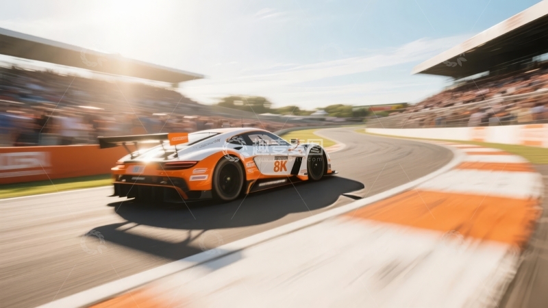 高清大图下载【趣麦麦图】赛车在赛道上高速过弯观众席旁